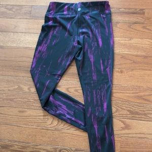 Purple and black full-length leggings